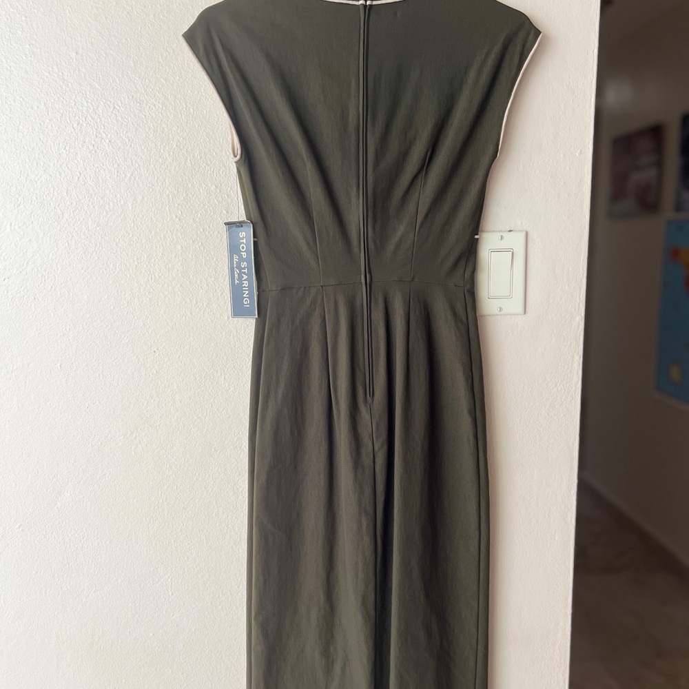 NWT Stop Staring 30s Bombshell Fitted Wiggle Dress Size Medium Army Olive Green - Picture 12 of 15
